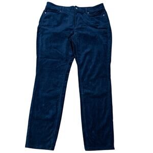 J. Jill Velvet Velour Womens Sz 10 Casual Pants Dark Navy Blue Straight Leg